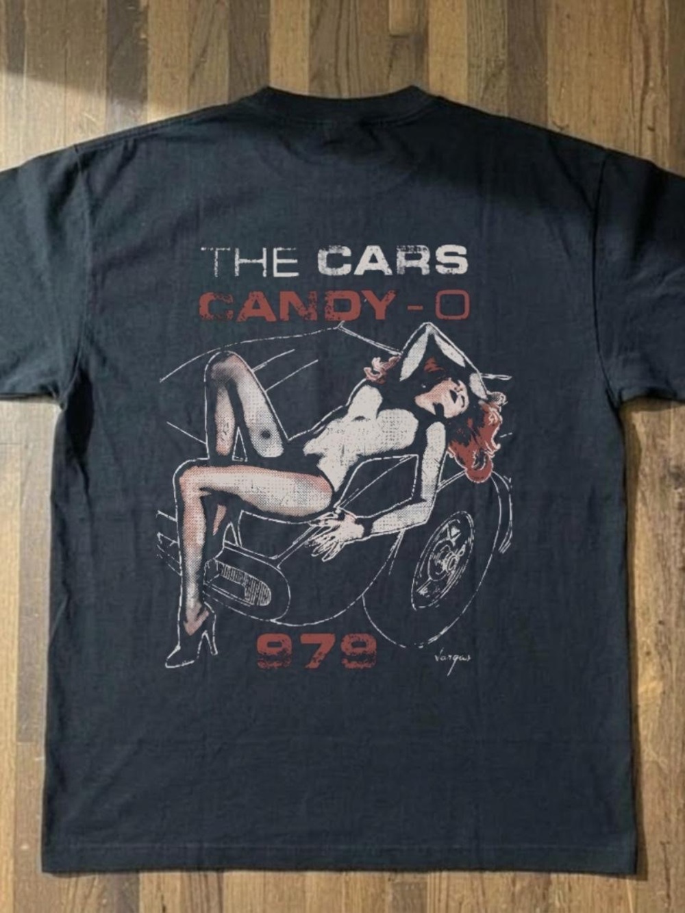 Gildan Black Graphic Tee with Red-Accented Pinup Print